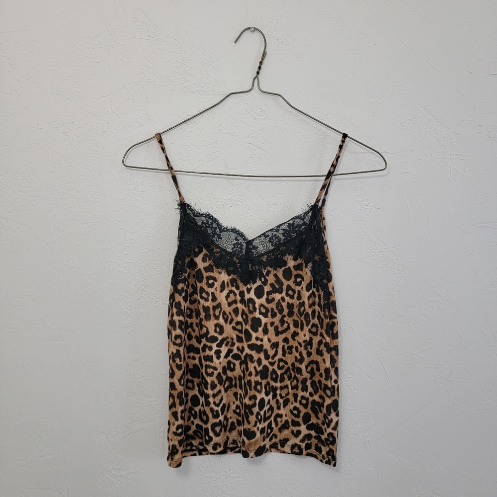 Zara Leopard Print Tank Top with Black Lace